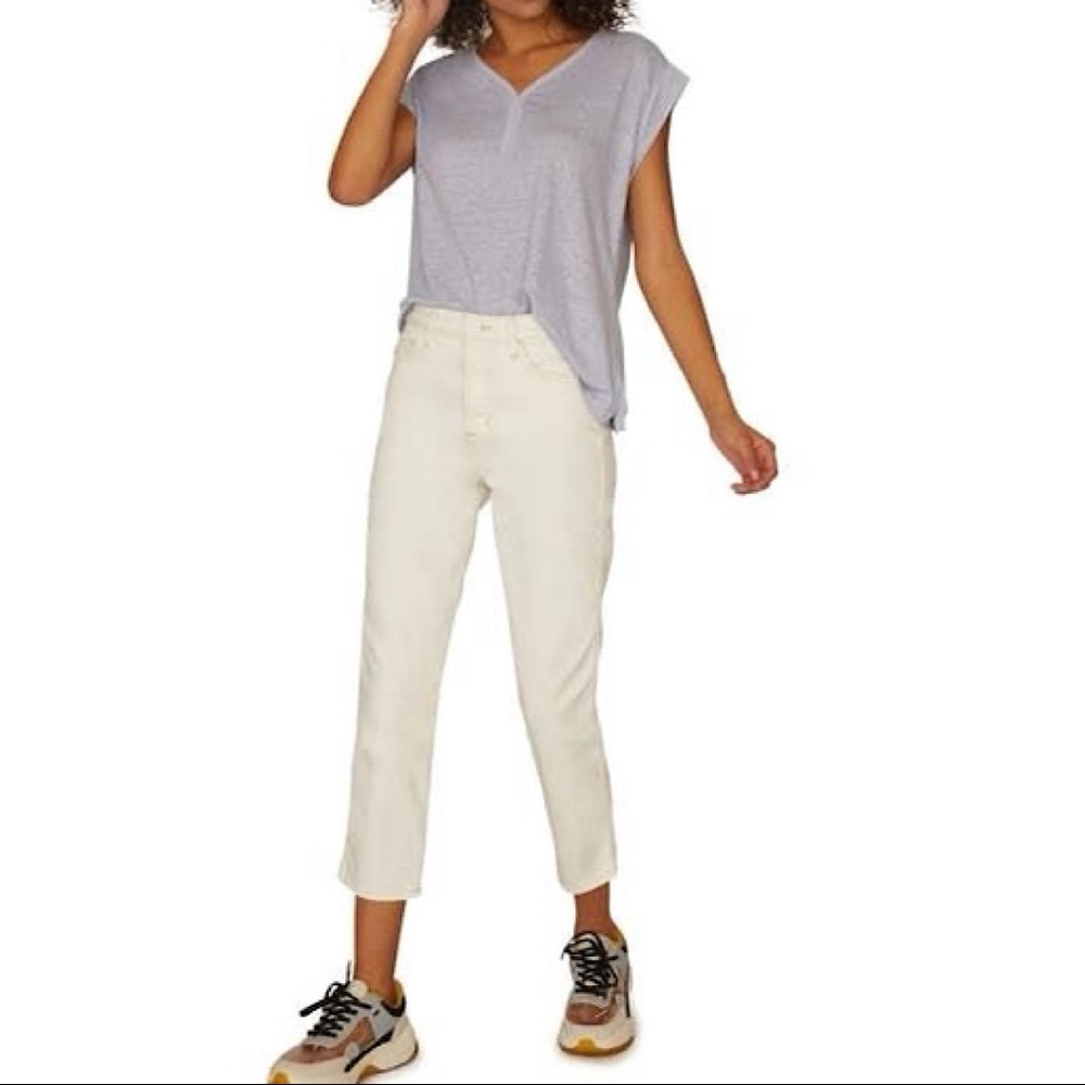 NWT Sanctuary Laura Contrast Neck Linen Top Large